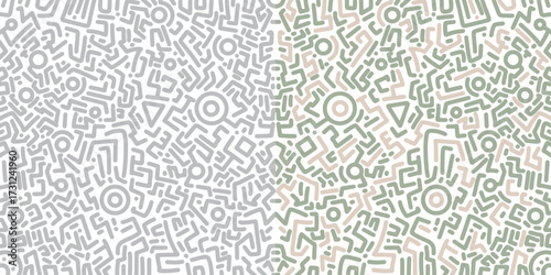Abstract Pattern Split Gray Left Green Beige Right