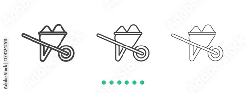 Wheelbarrow icon. Thin line icon vector