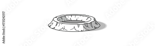 Illustration of a round crater on a black background