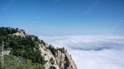 time lapse video of the east peak with sea of clouds landscape of Huashan mountain, Shaanxi province, China