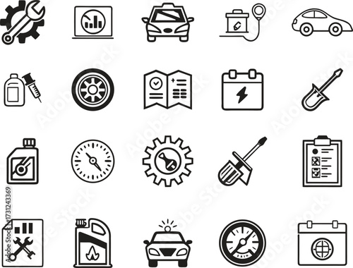 car service icons set
