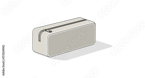 Makeup bag illustration with zipper and shadow isolated on black background