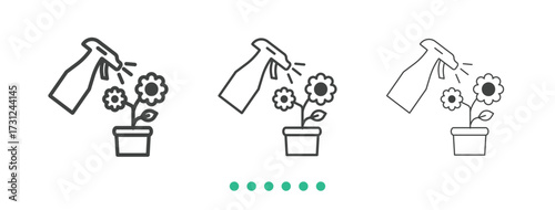 Watering flowers icon. Thin line icon vector