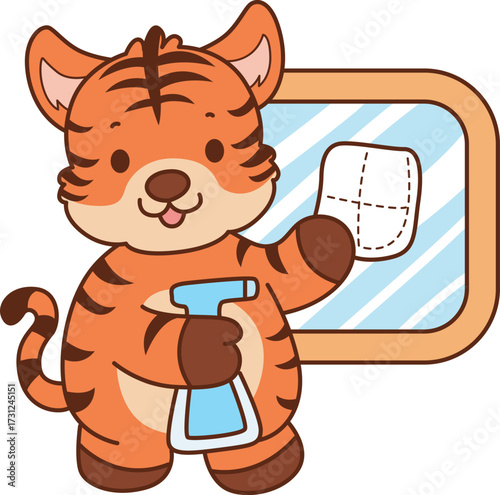 Illustrations of cute tiger character vector clip art for kids.