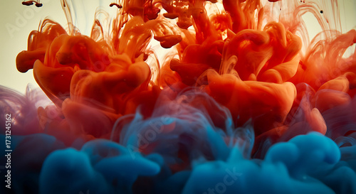 Abstract Colorful Ink Swirls in Water Creating a Dynamic and Artistic Background Effect Perfect for Design