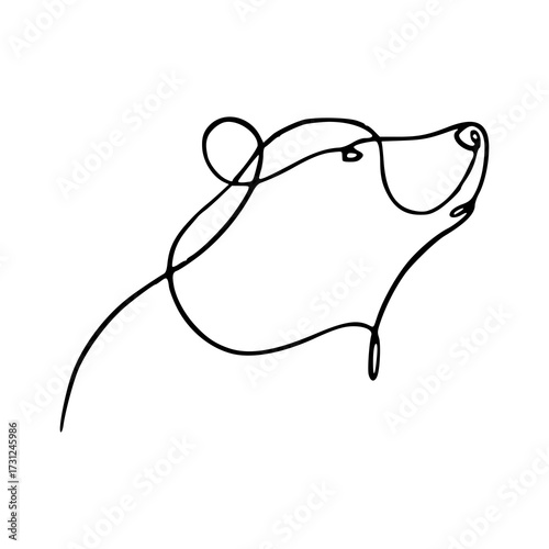 continuous line art of bear head profile