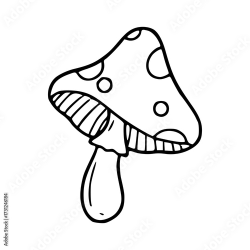 cute mushroom line art drawing for coloring