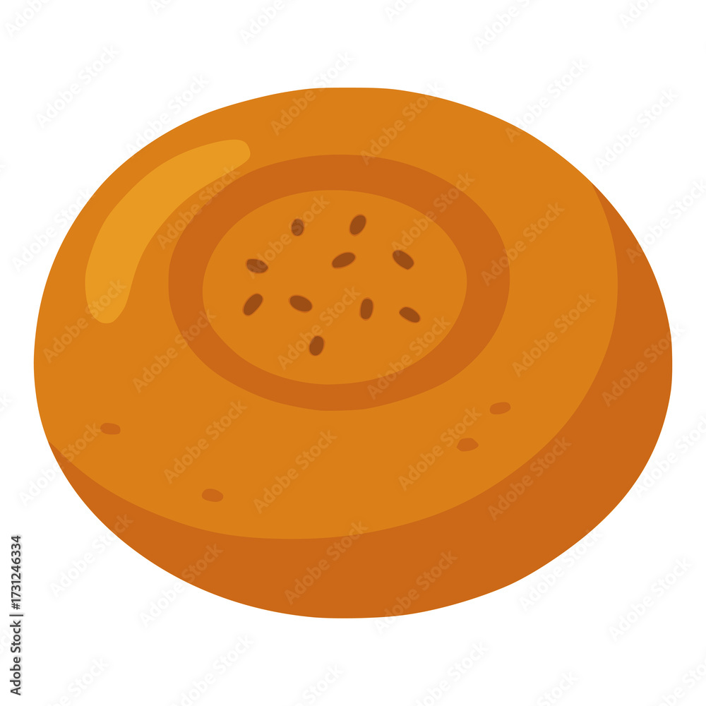 Fototapeta premium Tandyr Nan Kazakhstan flatbread flat color vector illustration template design