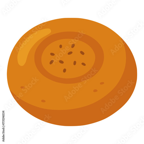 Tandyr Nan Kazakhstan flatbread flat color vector illustration template design