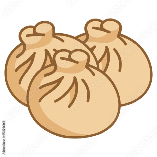 Manti Kazakhstan dumpling flat color vector illustration template design