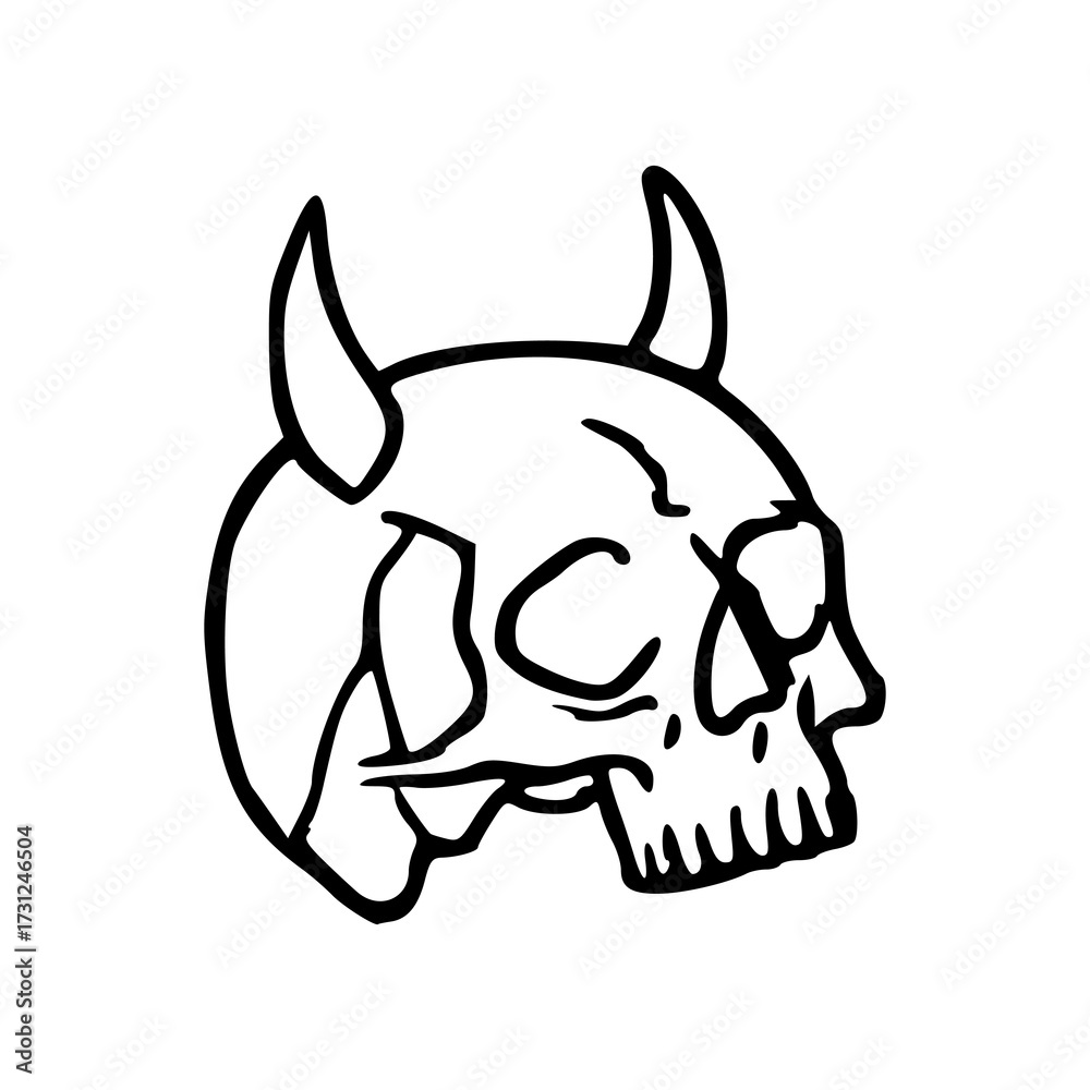 Obraz premium demon skull in doodle style