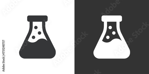 Erlenmeyer Flask or Chemistry Lab Icon. Solid glyph series icon