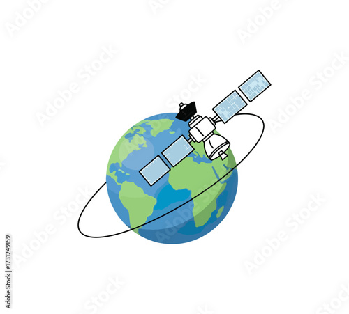 Satellite orbiting earth illustration concept space exploration