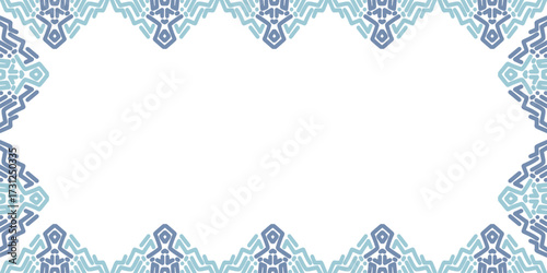 Full Border Frame Interconnected Blue Geometric Tribal