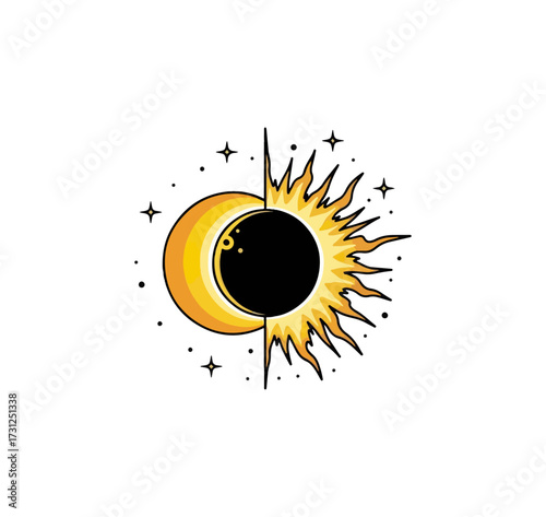 Sun and moon celestial symbol graphic design