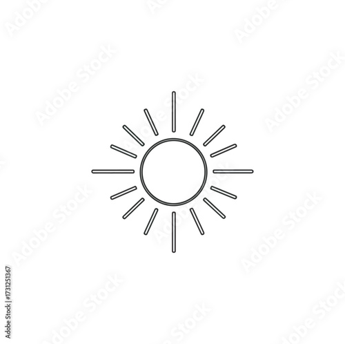 Sun icon with radiant light rays on black background