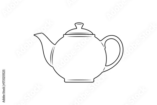 Teapot illustration white silhouette on black background