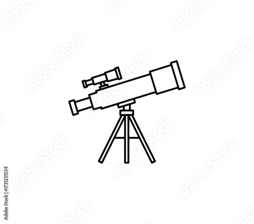 Telescope illustration isolated on black background for observation