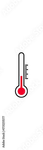 Thermometer icon with red level on black background