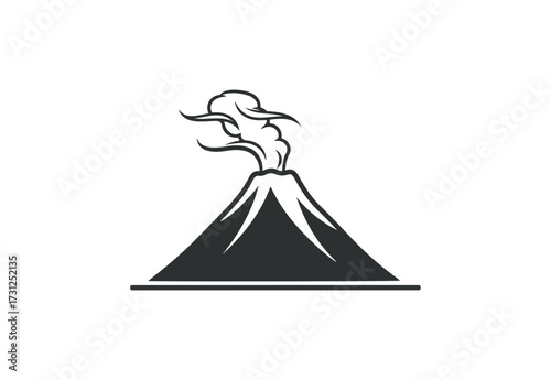 Volcano erupting icon illustration black background