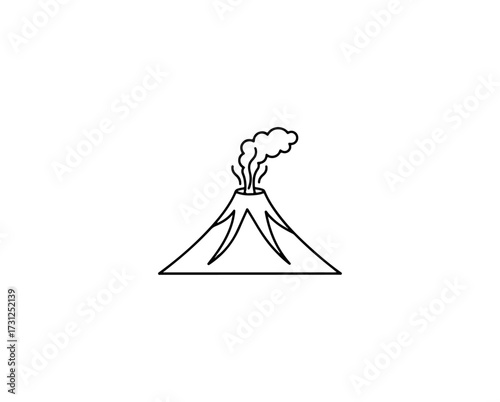 Volcano erupting white silhouette black background natural disaster concept