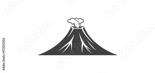 Volcano eruption illustration with smoke and graphic style on black backdrop