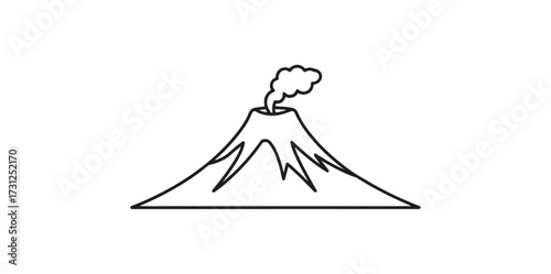 Volcano illustration against black background vector graphic