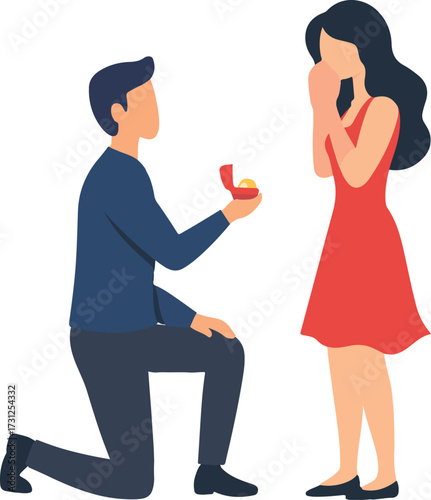 A man and a woman proposed with knees down