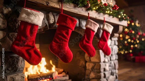 Christmas stocking fireplace decor