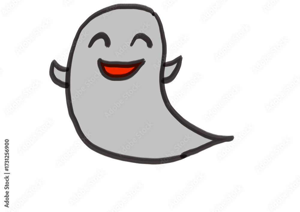 Obraz premium シンプルでかわいいおばけのイラスト・笑い