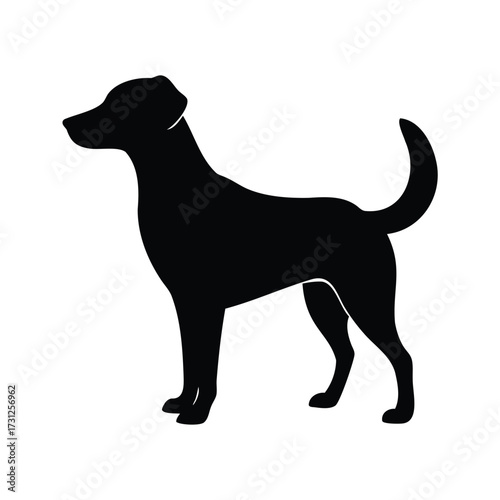 Silhouette of a standing dog, isolated on white, simple vector design, dog standing on hind legs silhouette vector illustration