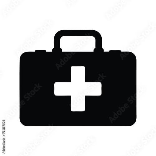 Isolated Simple Black First Aid Kit Icon on White Background vector, first aid kit silhouette vector illustration