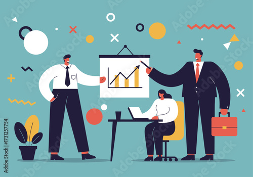 Business Team Presenting Financial Growth and Data Analysis in a Professional Meeting