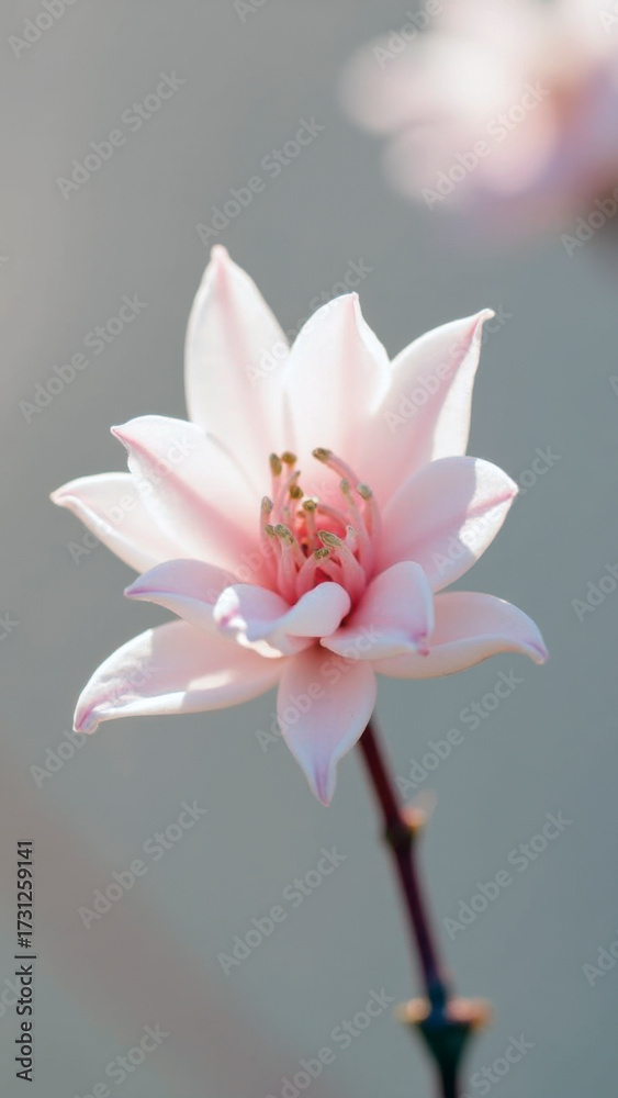 Fototapeta premium Delicate Editorial Macro of a Pastel Pink and White Sea Poison Tree Flower