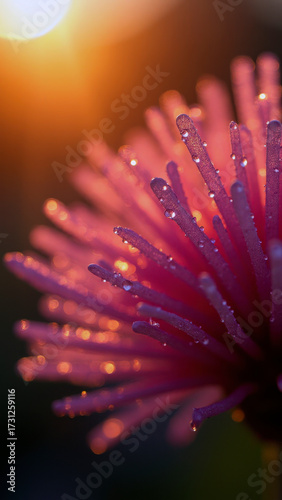 Pristine and Detailed Macro of a Sea Poison Tree Flower with Sunrise Dew