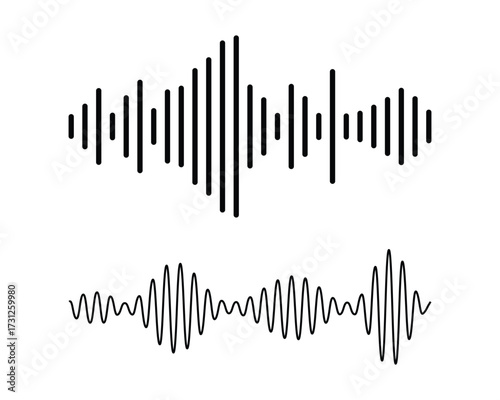 Vector set of sound waves icons. Audio waves icon, radio waves. Voice message icons. Interface design.