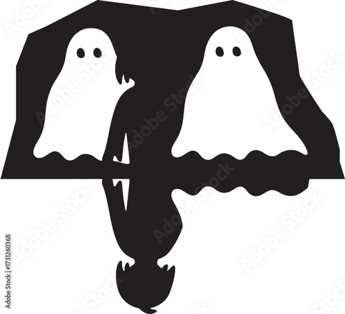 Halloween Mirror Twins Shirt: Gothic Black White Haunted Reflection Apparel Design.