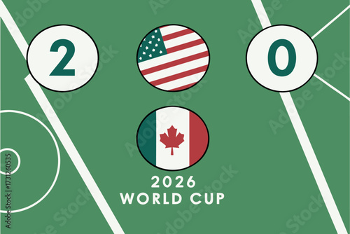 U S A Canada 2 0 score 2026 World Cup soccer match graphic football