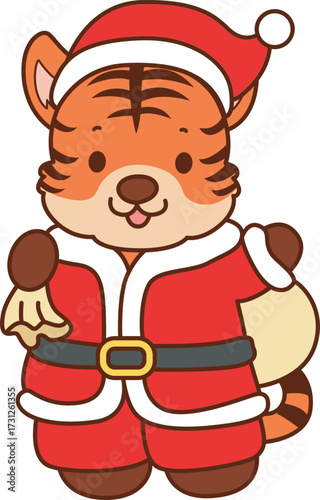 Illustrations of cute tiger character vector clip art for kids.