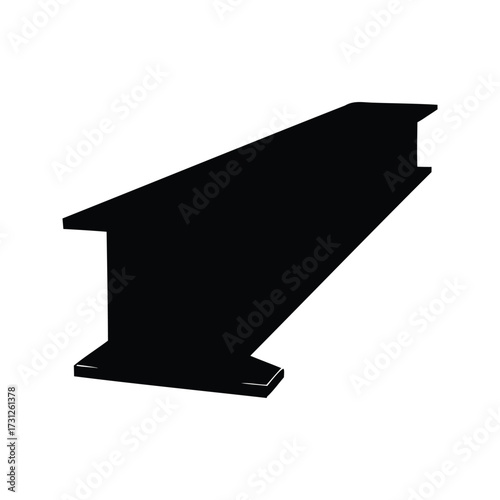 A Black and White Image of an I Beam Structural Element, steel beam silhouette vector illustration
