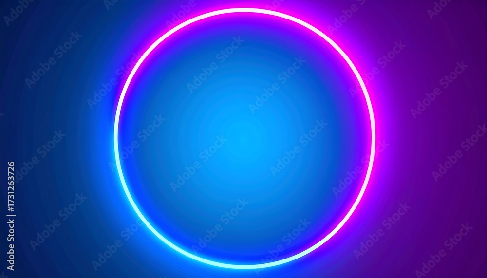 Fototapeta premium Neon circle glow on gradient background