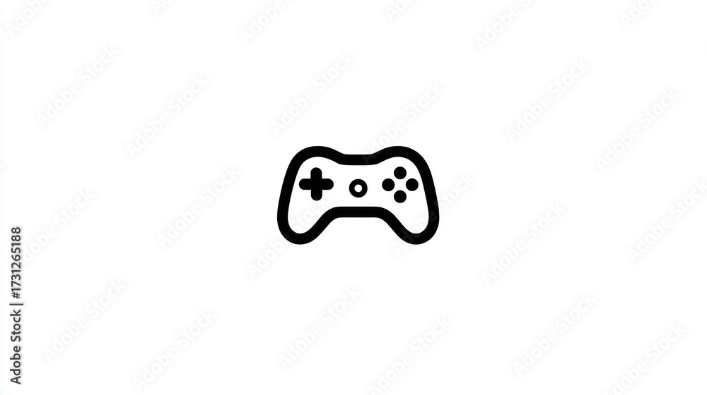 Naklejka premium Simple outline icon of a game controller, centered on a clean white background