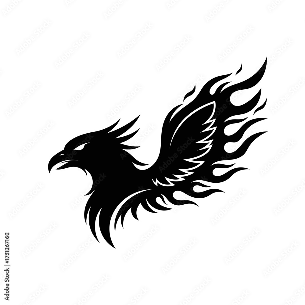 Obraz premium Fiery Eagle Silhouette Design
