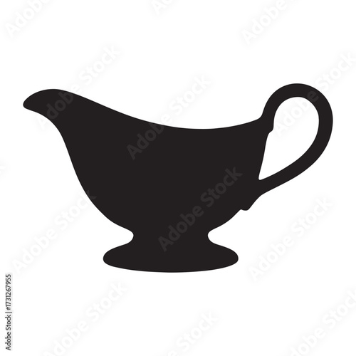 Silhouette of a classic gravy boat for culinary presentations