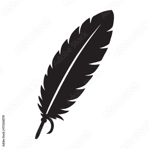 Elegant black feather silhouette symbolizes lightness grace and nature