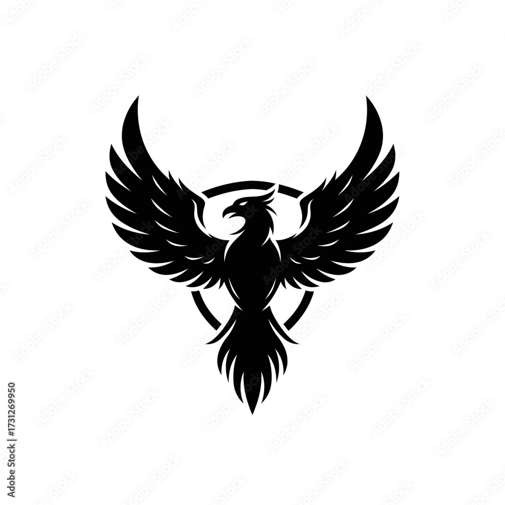 Fototapeta premium Stylized Black Phoenix with Circle Symbol