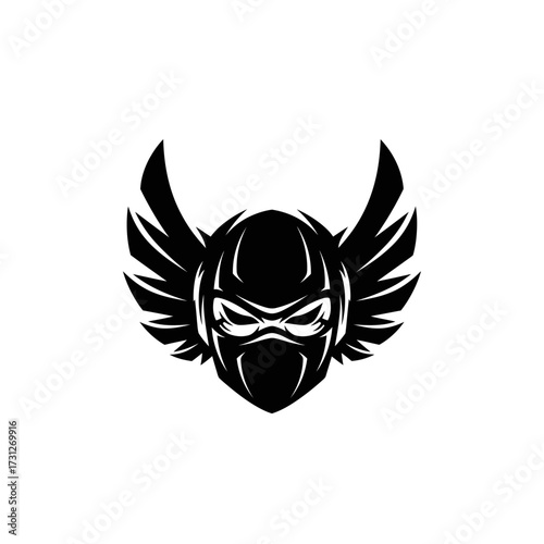 Ninja Head with Wings Logo Design