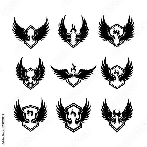 Black Winged Phoenix Design Set