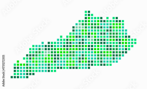 Kentucky dotted map. Digital style map of the state on white background. Kentucky shape with square dots. Colored dots style. Large size squares. Artistic vector illustration.