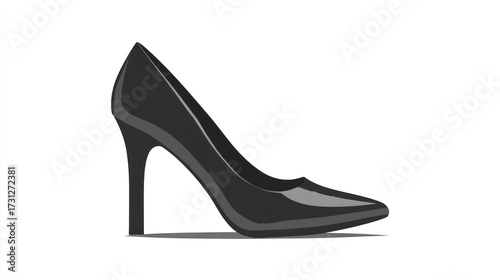 Classic black high-heeled pump, pointed toe, sleek design